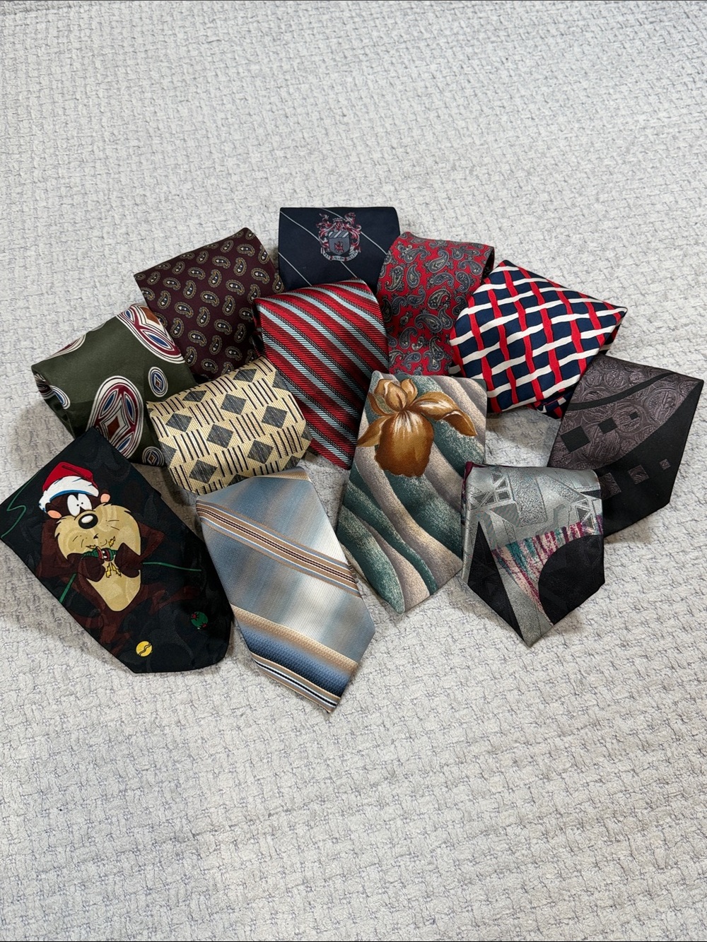 Bundle 12 Vintage Floral Striped Floral Paisley Abstract Multi Colored Silk Ties